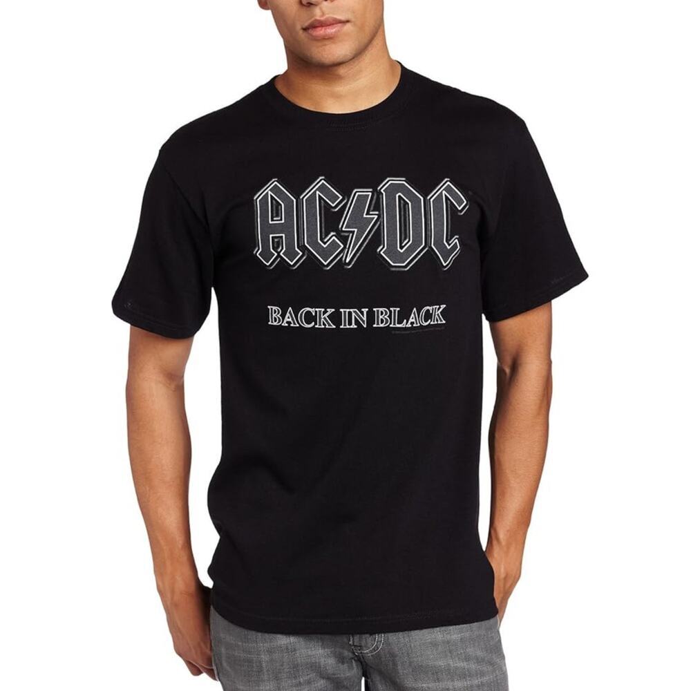 AC/DC Y2K Band Tee Cotton Concert Skater T-Shirt Mens Medium Black Indie Grunge